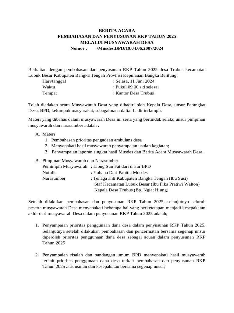 BA Musdes RKP 2025 | PDF