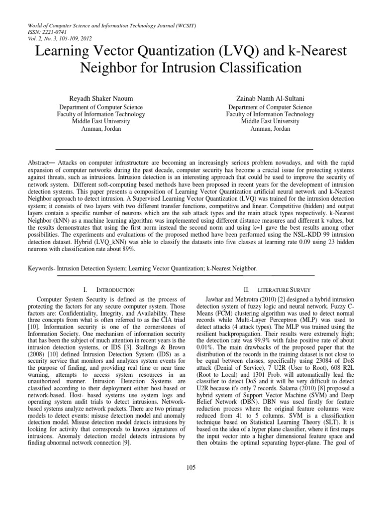 Learning Vector Quantization (LVQ) and K-Nearest Neighbor For Intrusion ...