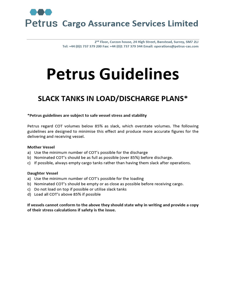 Guidelines for Slack Tanks Management | PDF