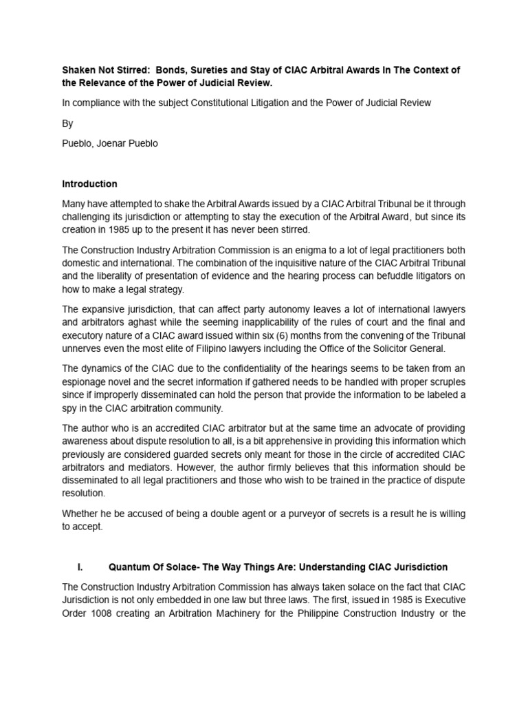 CIAC Arbitration: Jurisdiction Insights | PDF | Arbitration | Injunction