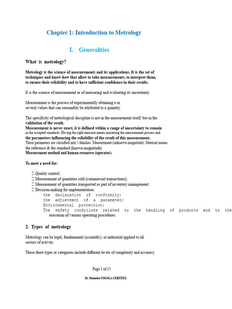 Introduction to Metrology Basics | PDF | Metrology | Measurement