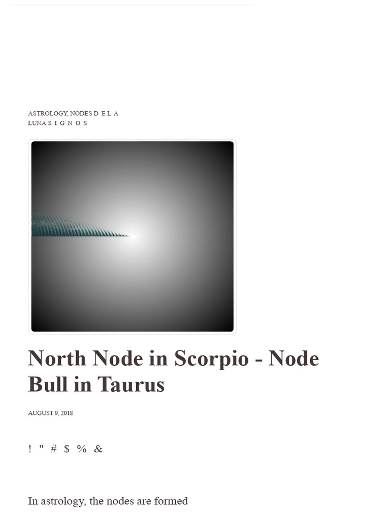 Nodes in Scorpio and Taurus Explained | PDF