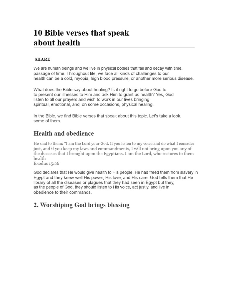 10 Bible Verses on Health and Healing | PDF | Jesus | Sin