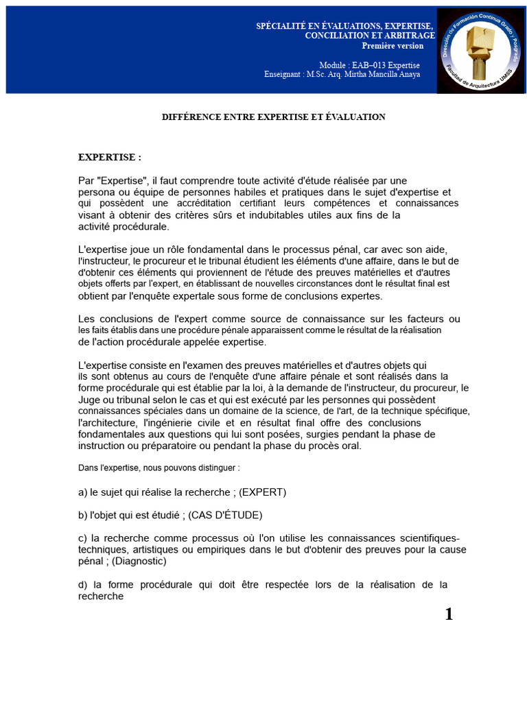 Expertise et Évaluation en Droit Pénal | PDF | Expert | Impôts