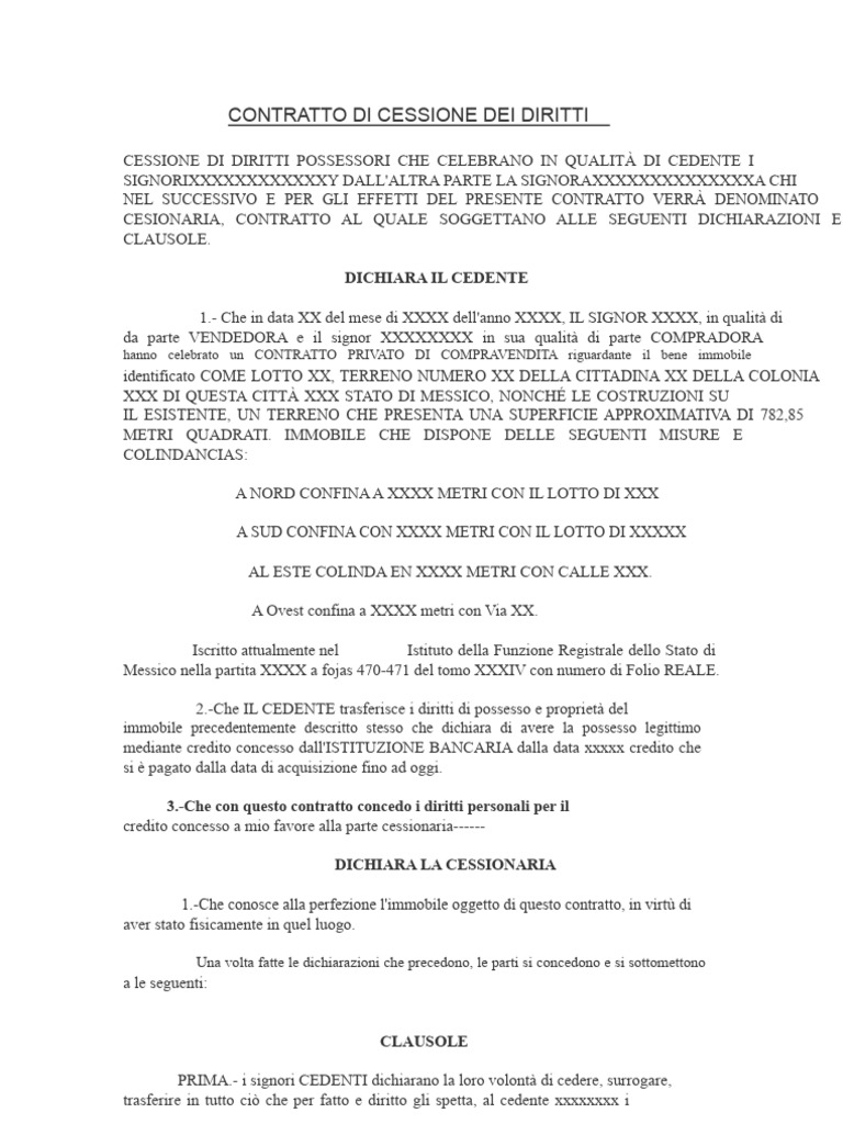 Contratto Di Cessione Di Diritti | PDF