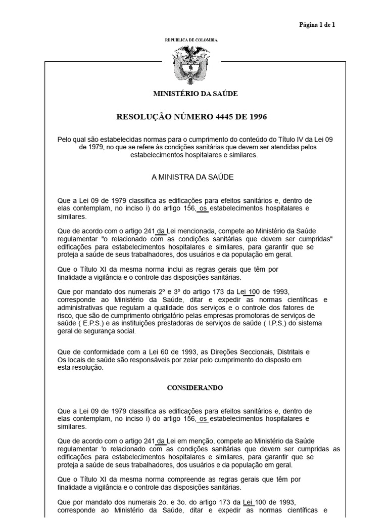 Resolução 4445 de 1996 | PDF | Desperdício | Enfermagem