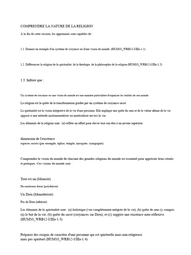 Nature et Définitions de la Religion | PDF | Dieu | Spiritualité