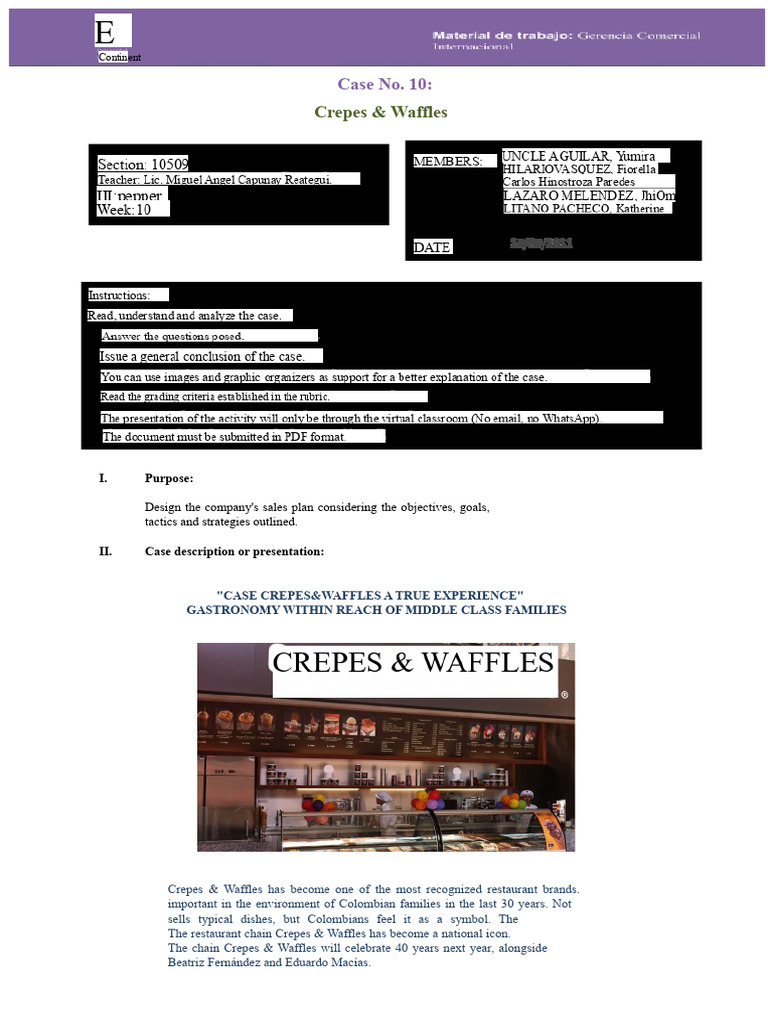 CASE NO. 10 - CREPES AND WAFFLES.docx (1) | PDF | Menu | Restaurants