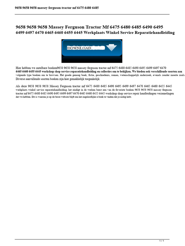 9658 9658 9658 Massey Ferguson Tractor MF 6475 6480 6485 6490 6495 | PDF