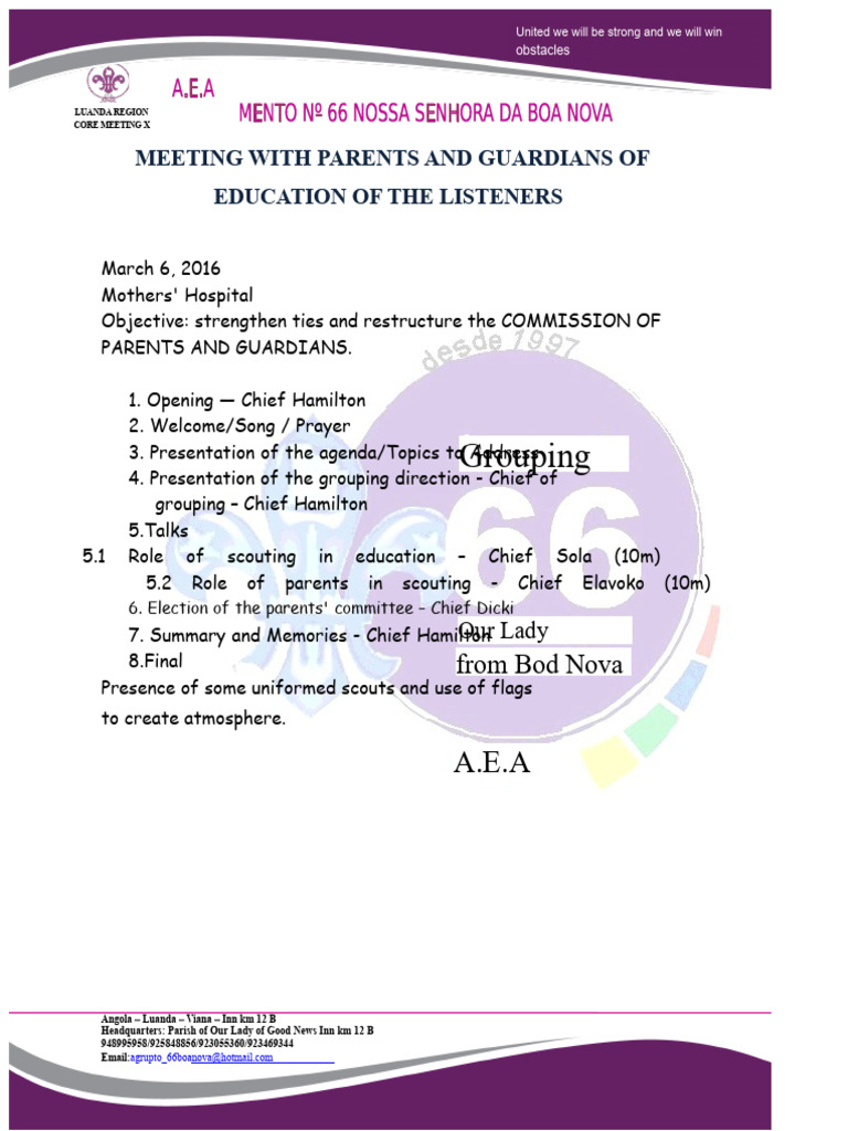 Meeting With Parents and Guardians of The Scouts | PDF