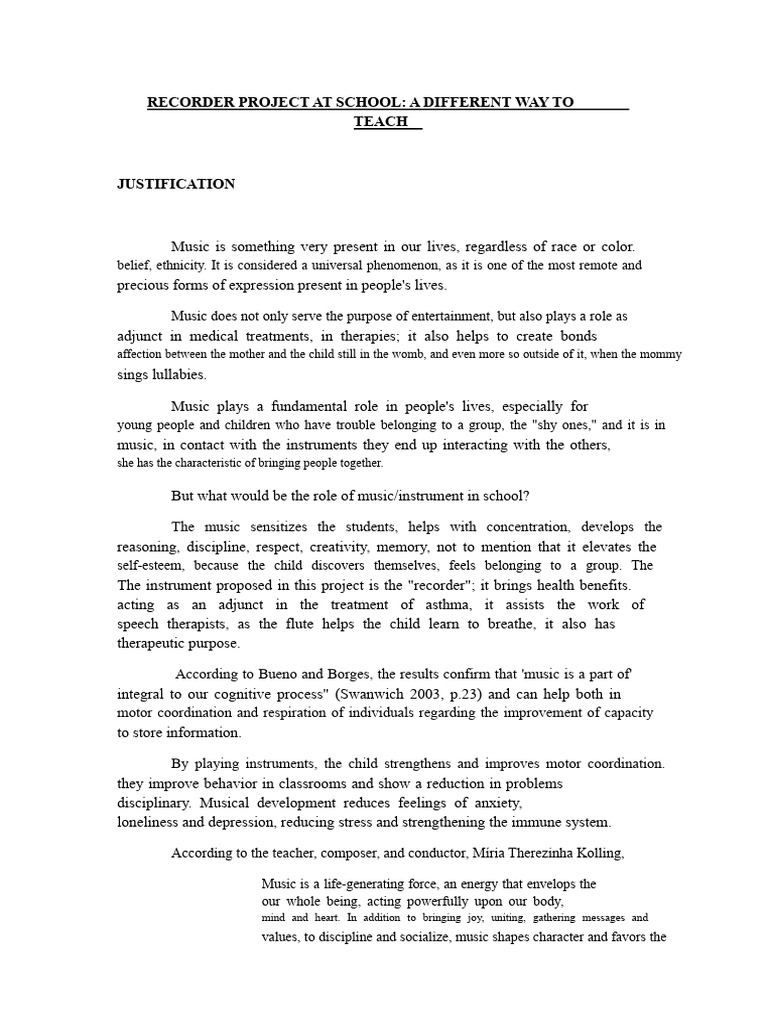 Recorder Project: Enhancing Music Education | PDF | Recorder (Musical ...