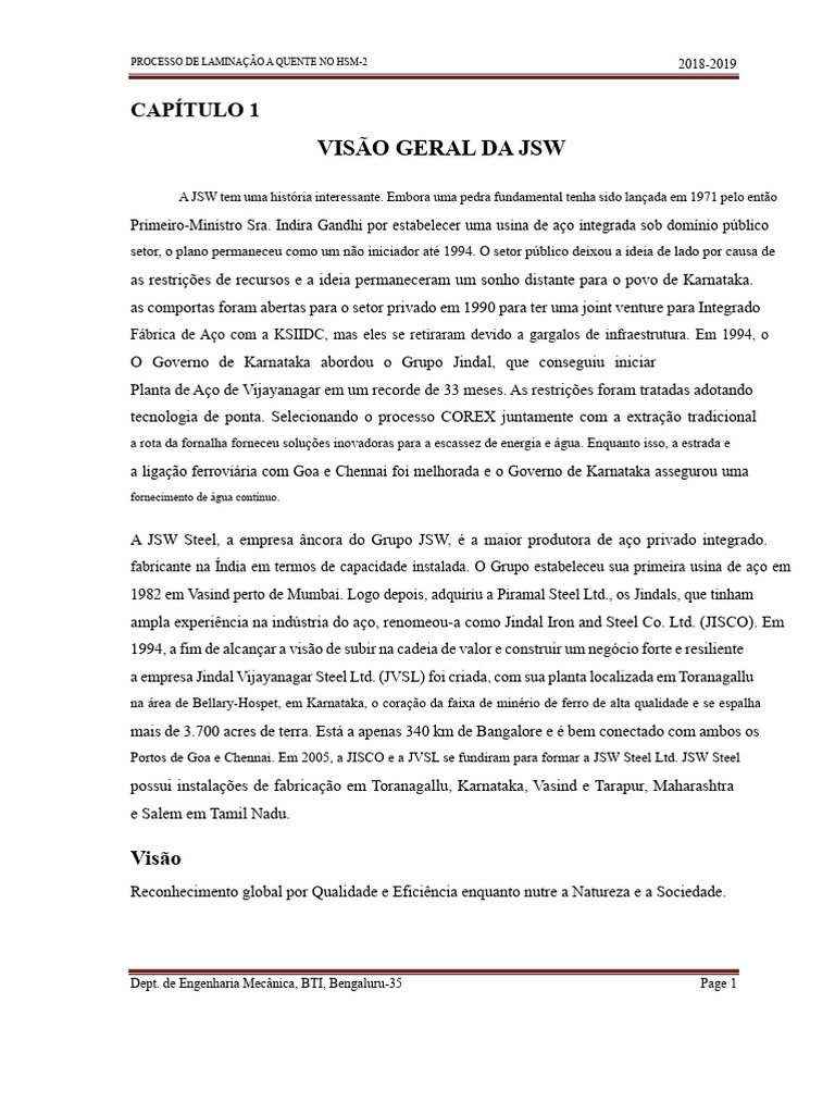 Laminação a Quente na JSW: Processo e Produtos | PDF | Laminação ...
