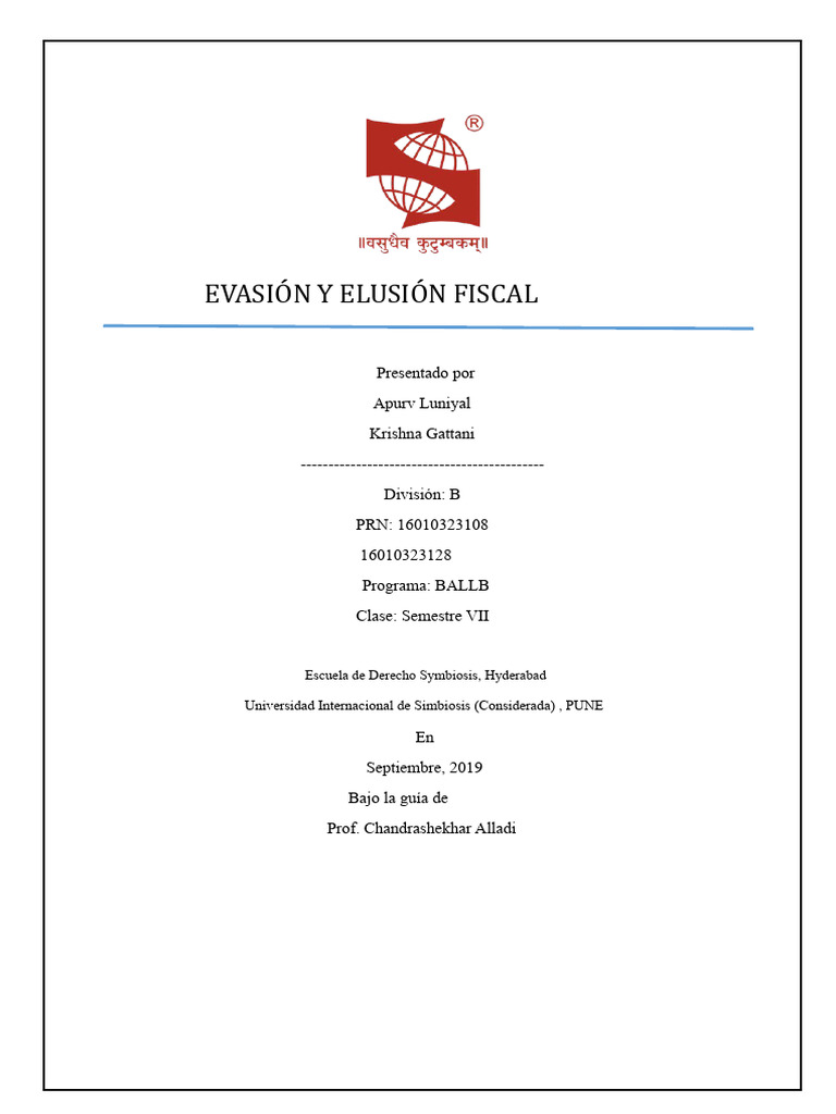 Evasión y Elusión Fiscal: Análisis Legal | PDF | Evasión de impuestos ...