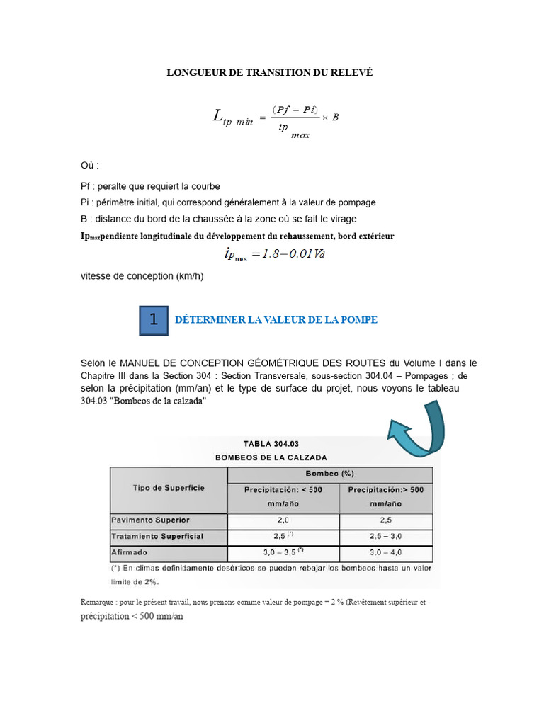 Calcul de la Longueur de Transition Routière | PDF