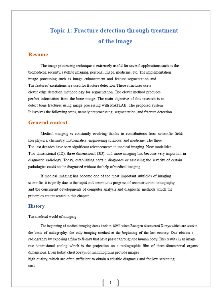 Bone Fracture Detection via Image Processing | PDF | Medical Imaging ...