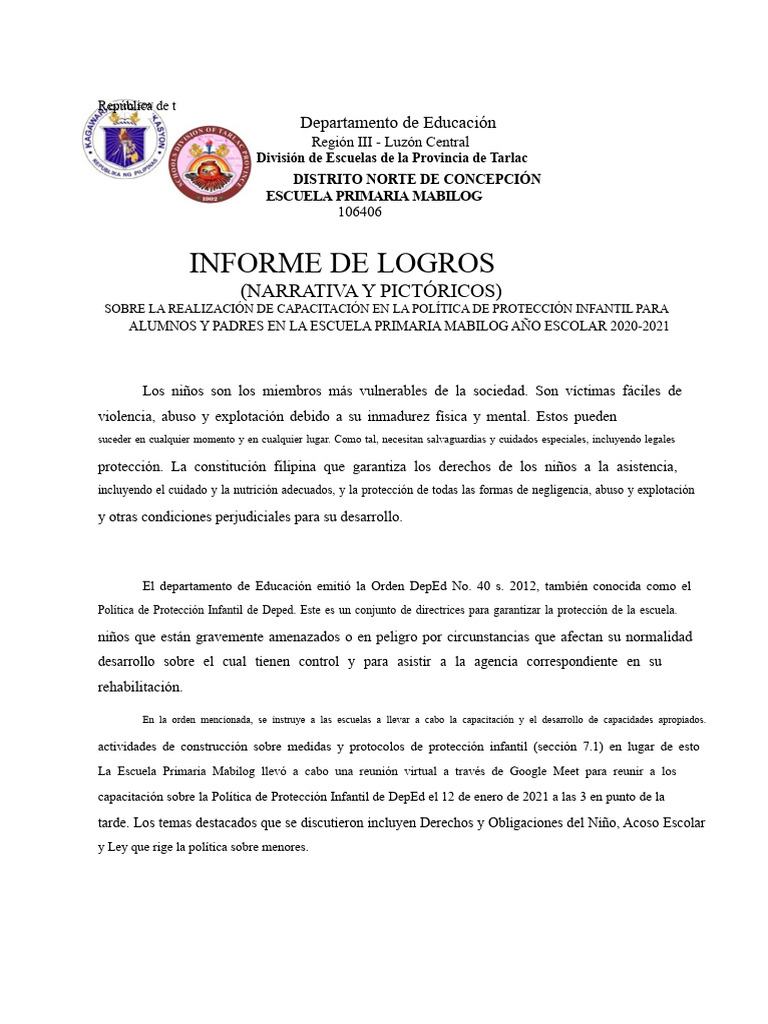 Pol tica De Protecci n Infantil PDF Escuelas Abuso Infantil