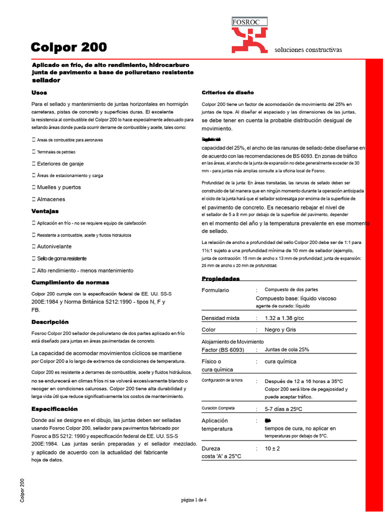 Colpor® 200 | PDF | Hormigón | Líquidos