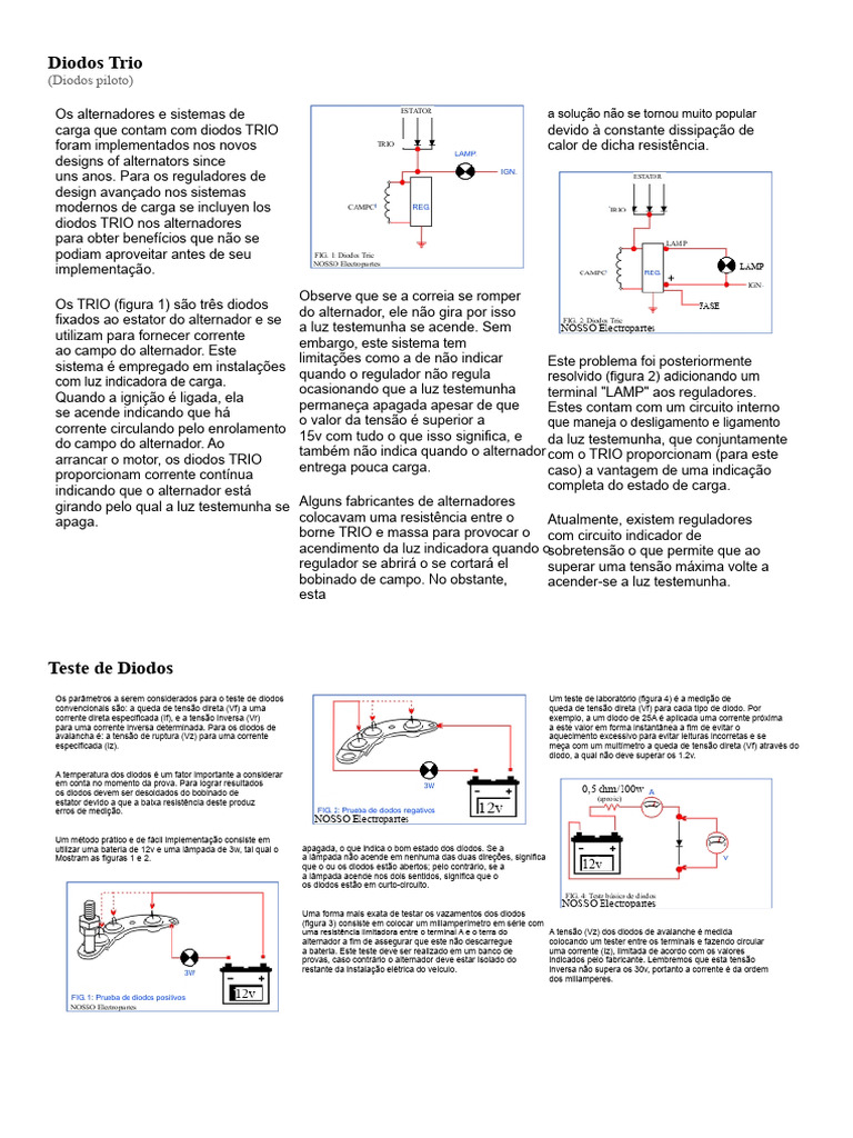 Diodos Trio Ou Triodos Do Alternador | PDF | Diodo | Engenharia Elétrica