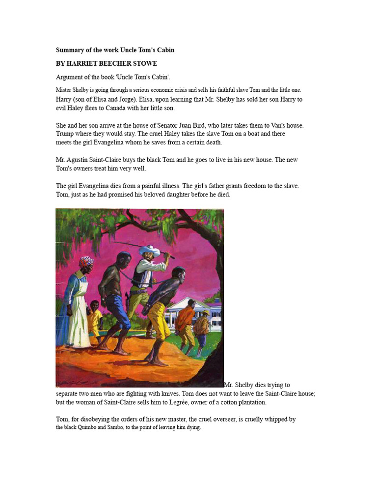 Summary of the Work The Cabin of Uncle Tom | PDF | Uncle Tom's Cabin ...