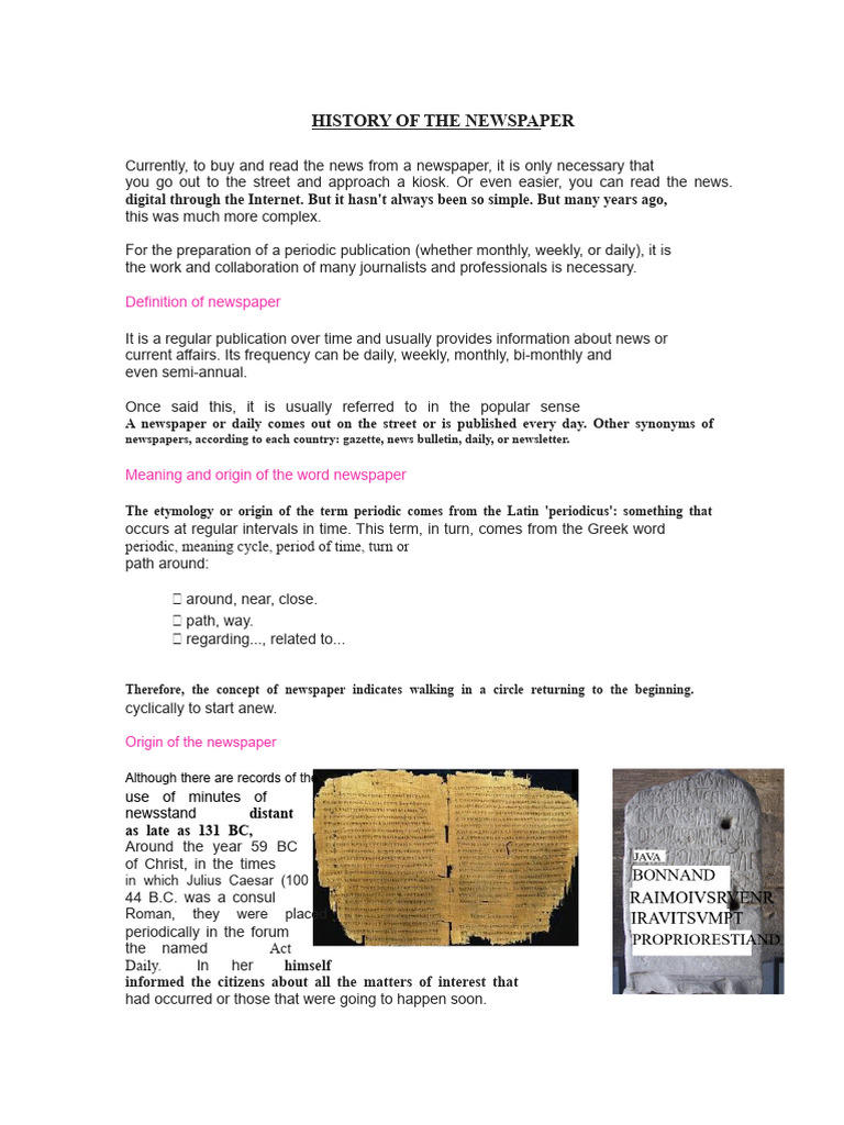 Evolution of the Newspaper History | PDF | Newspapers | News