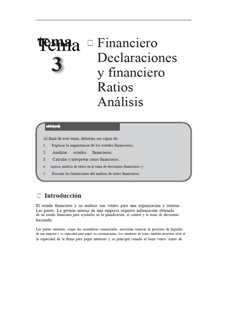 Tema 3 Análisis de Estados Financieros y Ratios Financieros | PDF ...