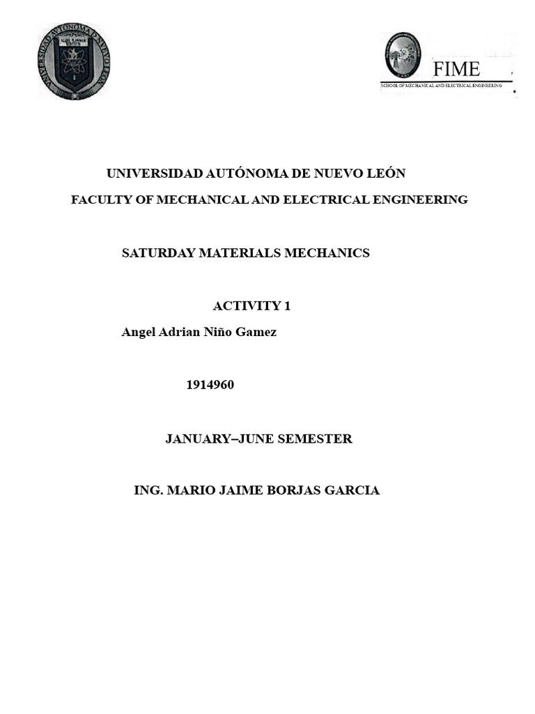 Materials Mechanics Activity Report | PDF