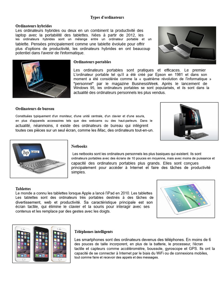 Types d'ordinateurs et leur configuration | PDF | Ordinateur tablette ...