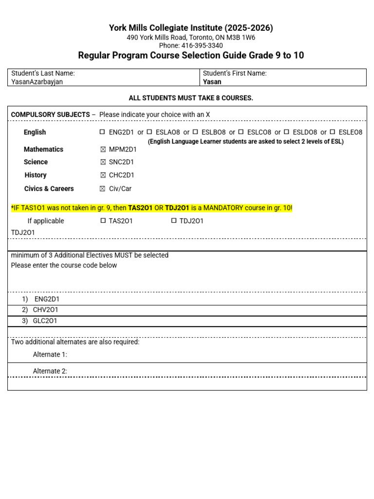 Grade 10 Course Selection Guide | PDF