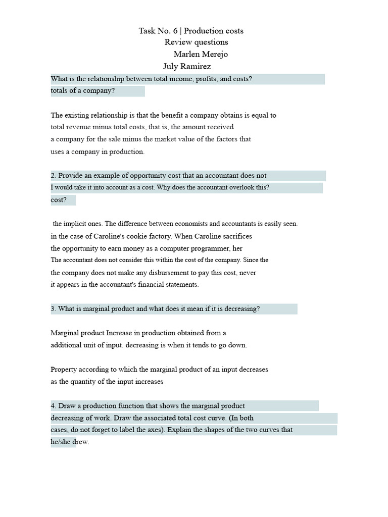 Understanding Production Costs and Economics | PDF | Average Cost ...