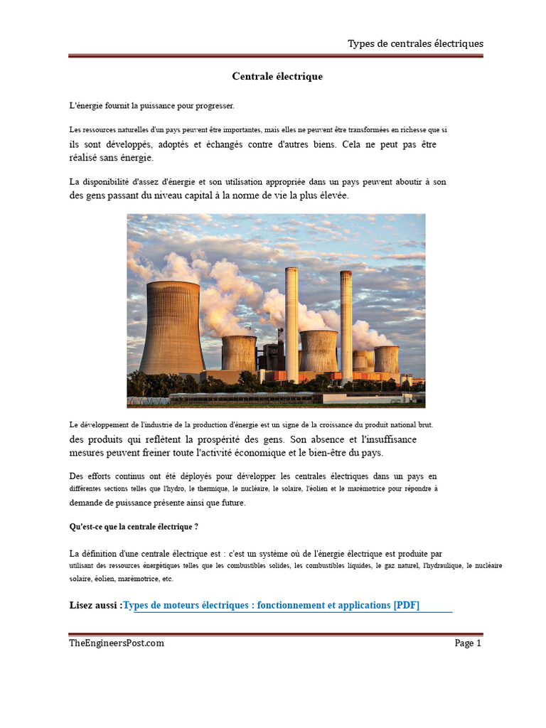 Types de centrales électriques modernes | PDF | Centrale électrique ...