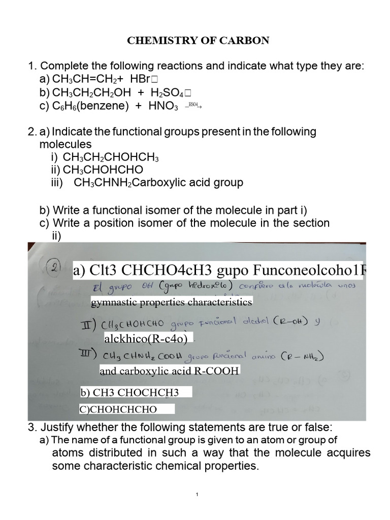 Carbon Chemistry Reactions and Isomers | PDF | Isomer | Alkane