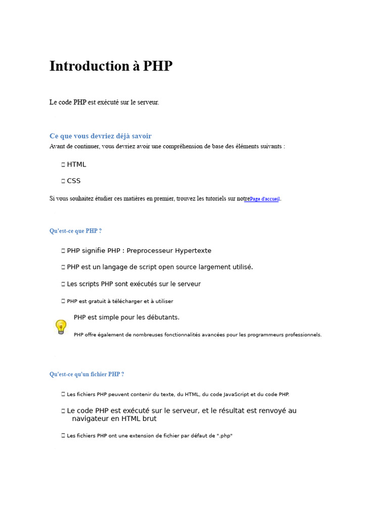 Introduction au langage PHP | PDF | PHP | Internet