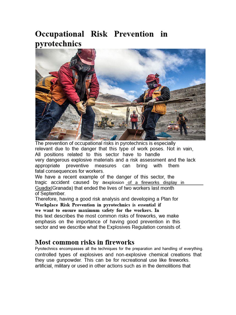 Occupational Safety in Pyrotechnics | PDF | Occupational Safety And ...