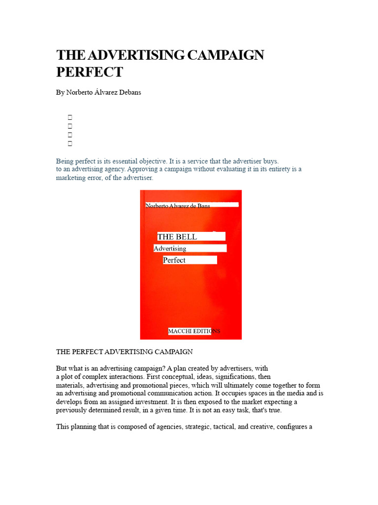 The Perfect Advertising Campaign | PDF | Advertising | Cognition