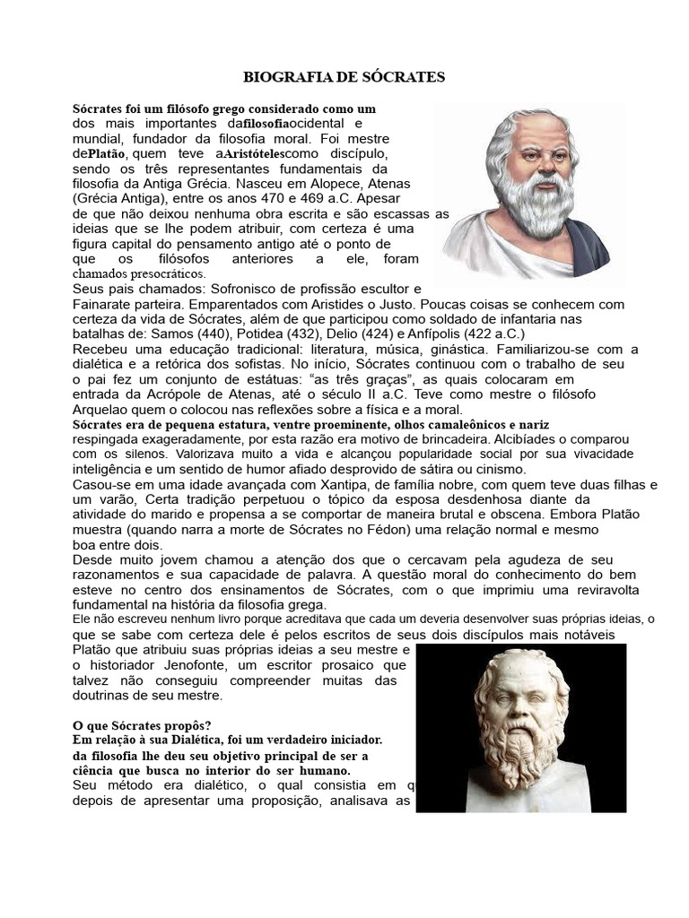 Biografia de Sócrates e Contribuições À Ética | PDF | Sócrates ...