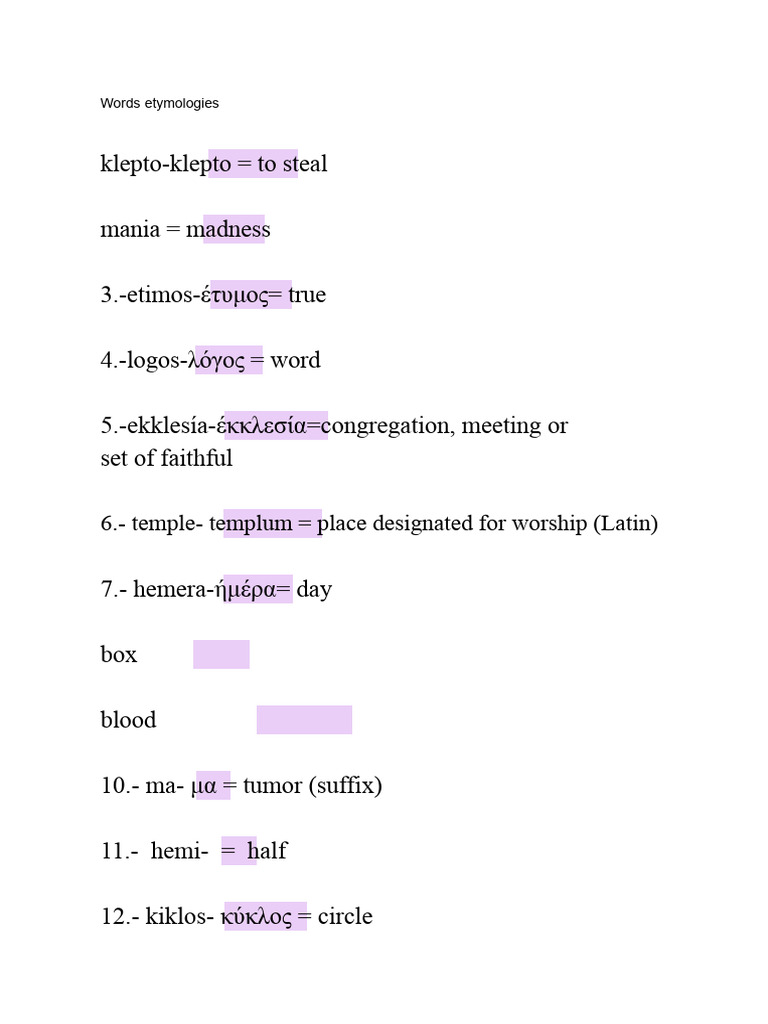 Etymology of Common Words Explained | PDF | Linguistics