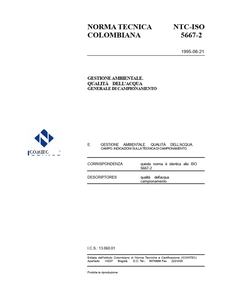 NTC Iso 5667-2 | PDF