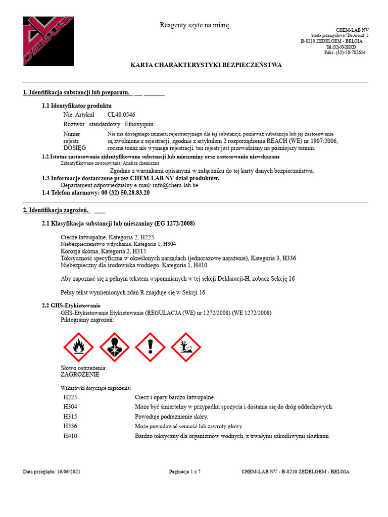 MSDS Etoxiquina | PDF