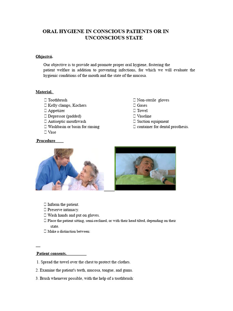 Oral Hygiene in Incapacitated or Unconscious Patients | PDF | Oral ...
