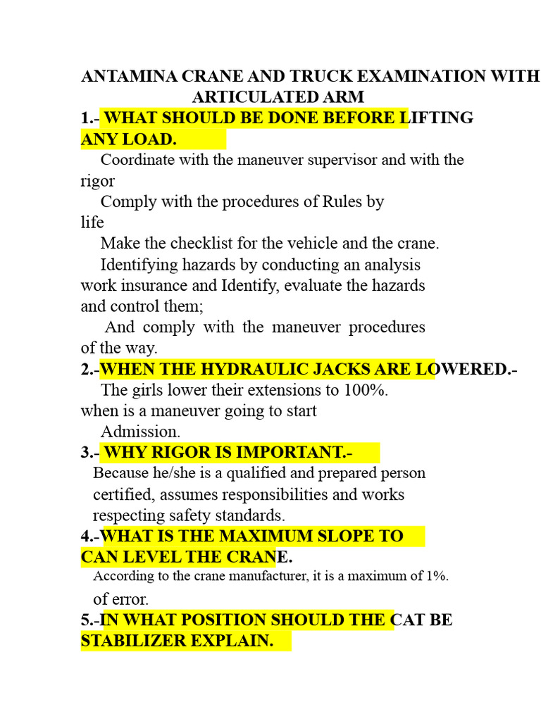 Crane and Truck Safety Procedures Guide | PDF | Crane (Machine ...