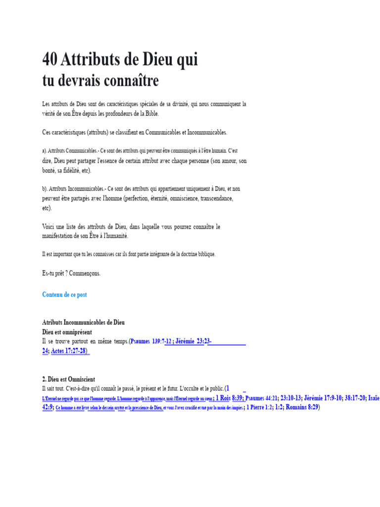 40 Attributs de Dieu à connaître | PDF | Miséricorde | Dieu