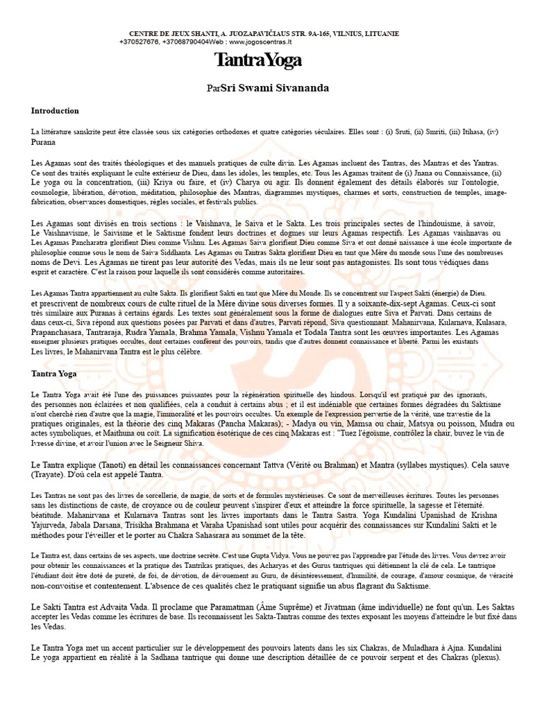 Postures de Tantra Yoga PDF | PDF | Tantrisme | Yoga