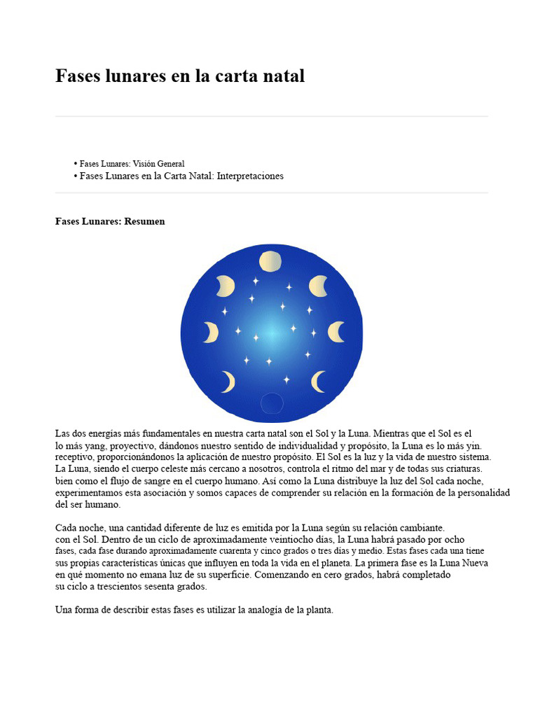 Fases Lunares en la Carta Natal | PDF | Luna | Dom