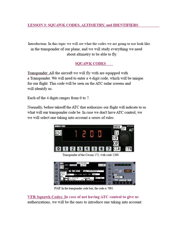Understanding Transponder Codes in Aviation | PDF | Transponder ...