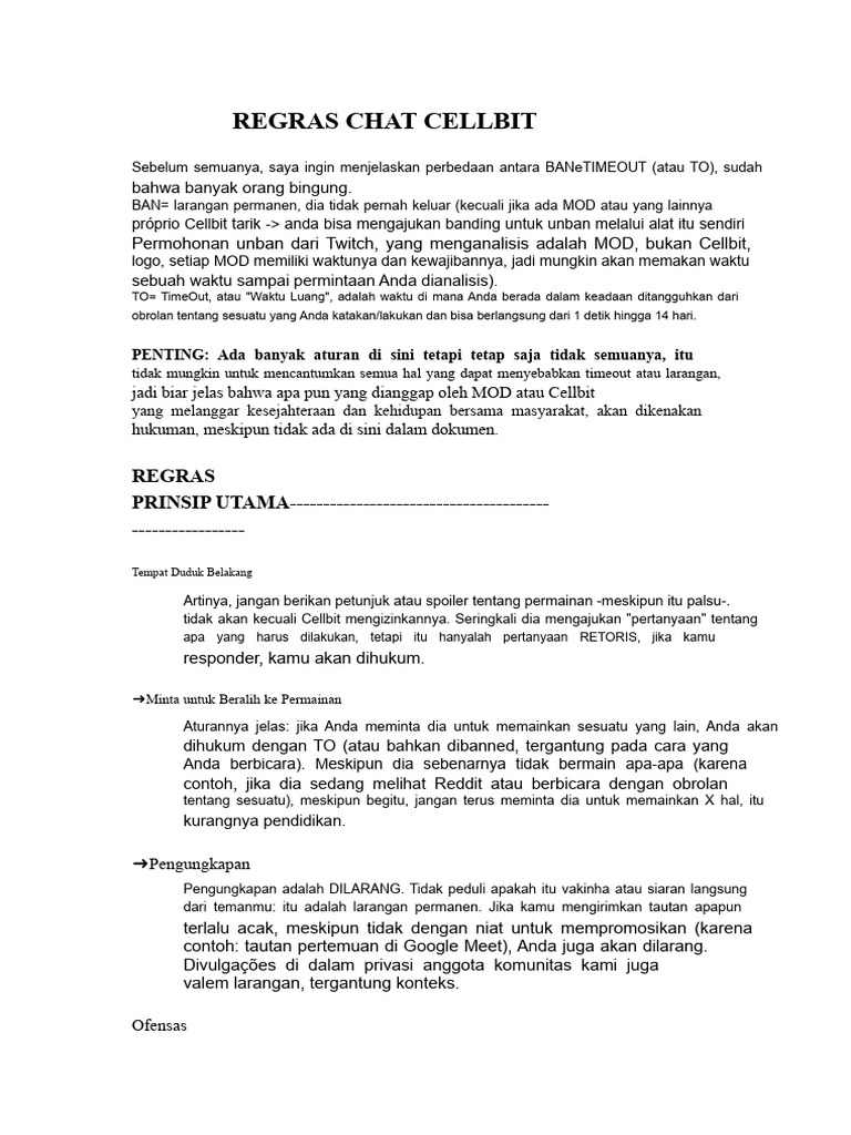 Aturan Chat Cellbit | PDF