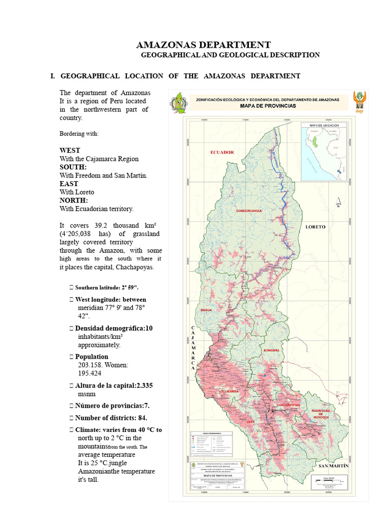 Amazonas Department Geography Overview | PDF | Precipitation | Andes
