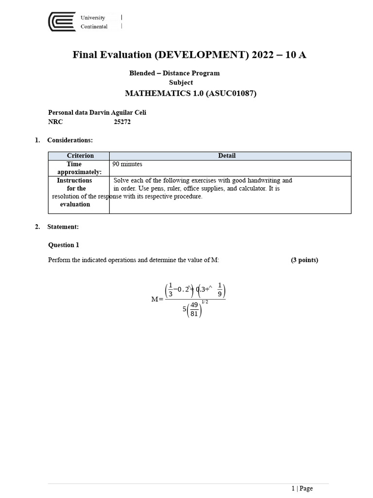 2022 Mathematics Final Evaluation Guide | PDF | Polynomial | Abstract ...