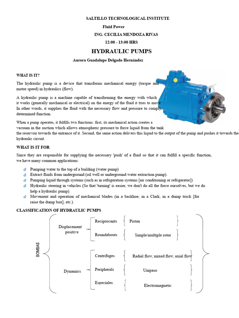 Hydraulic Pumps Pdf Pump Energy Technology