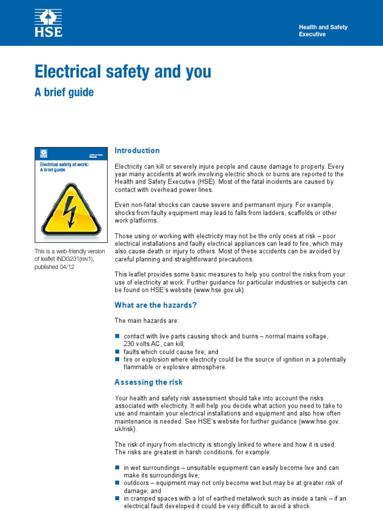 Electrical Safety Guidelines at Work | PDF | Electrical Connector | Ac ...