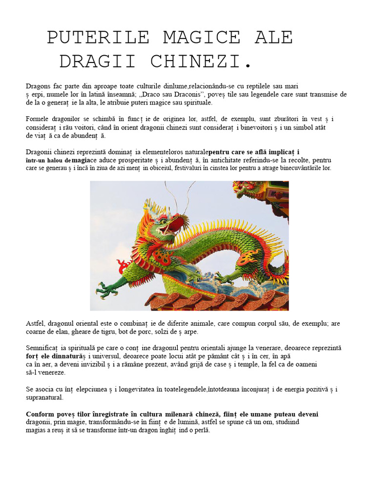 Puterile Magice Ale Dragonilor Chinezi | PDF